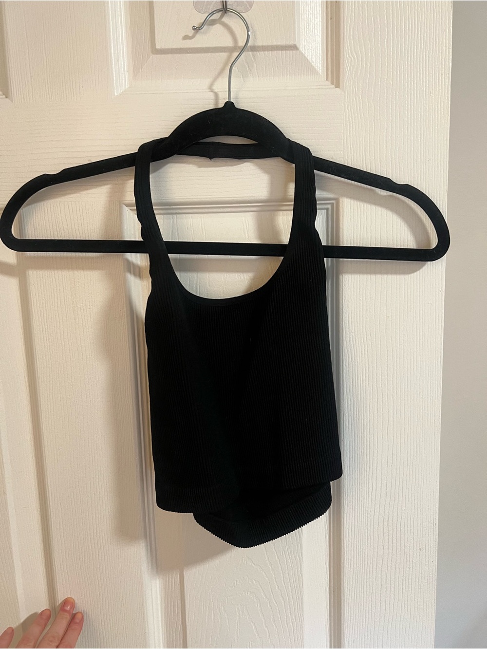 Cotton On Black Ribbed Halter Crop Top